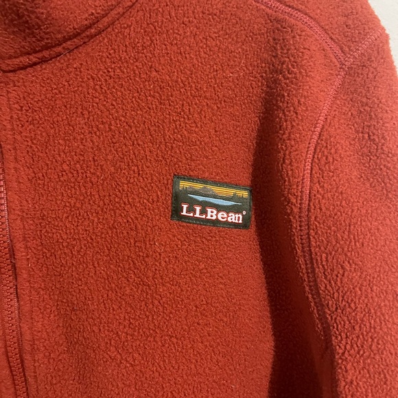 L.L.Bean Rust Orange Fleece Jacket Zip Up Mock Neck Size: XL - Picture 3 of 8